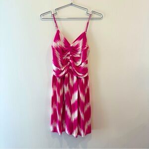 Parker Silk Dress Small Pink White 100% Silk Designer Cocktail Mini